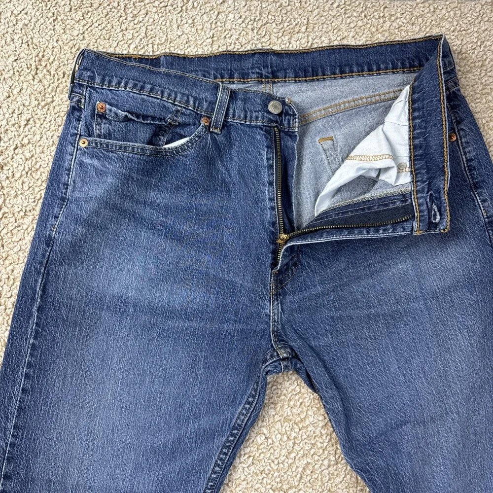 Levi's 505 Jeans Mens 36x29 Blue Regular Fit Straight Leg Medium Wash Stretch